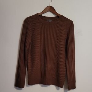 Eddie Bauer Brown Ribbed Crewneck Sweater